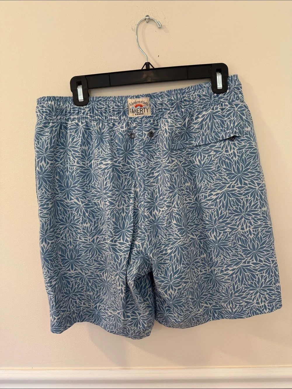 Faherty Light Blue Floral Swim Trunks